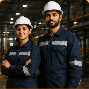 Industrial uniforms with safety detailing