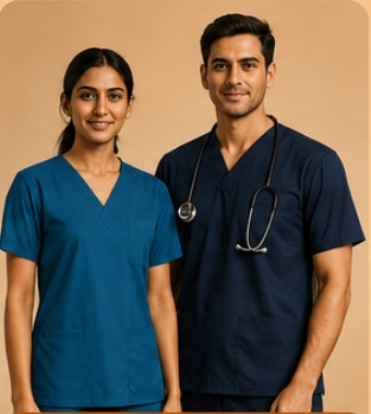 Medical uniforms in blue